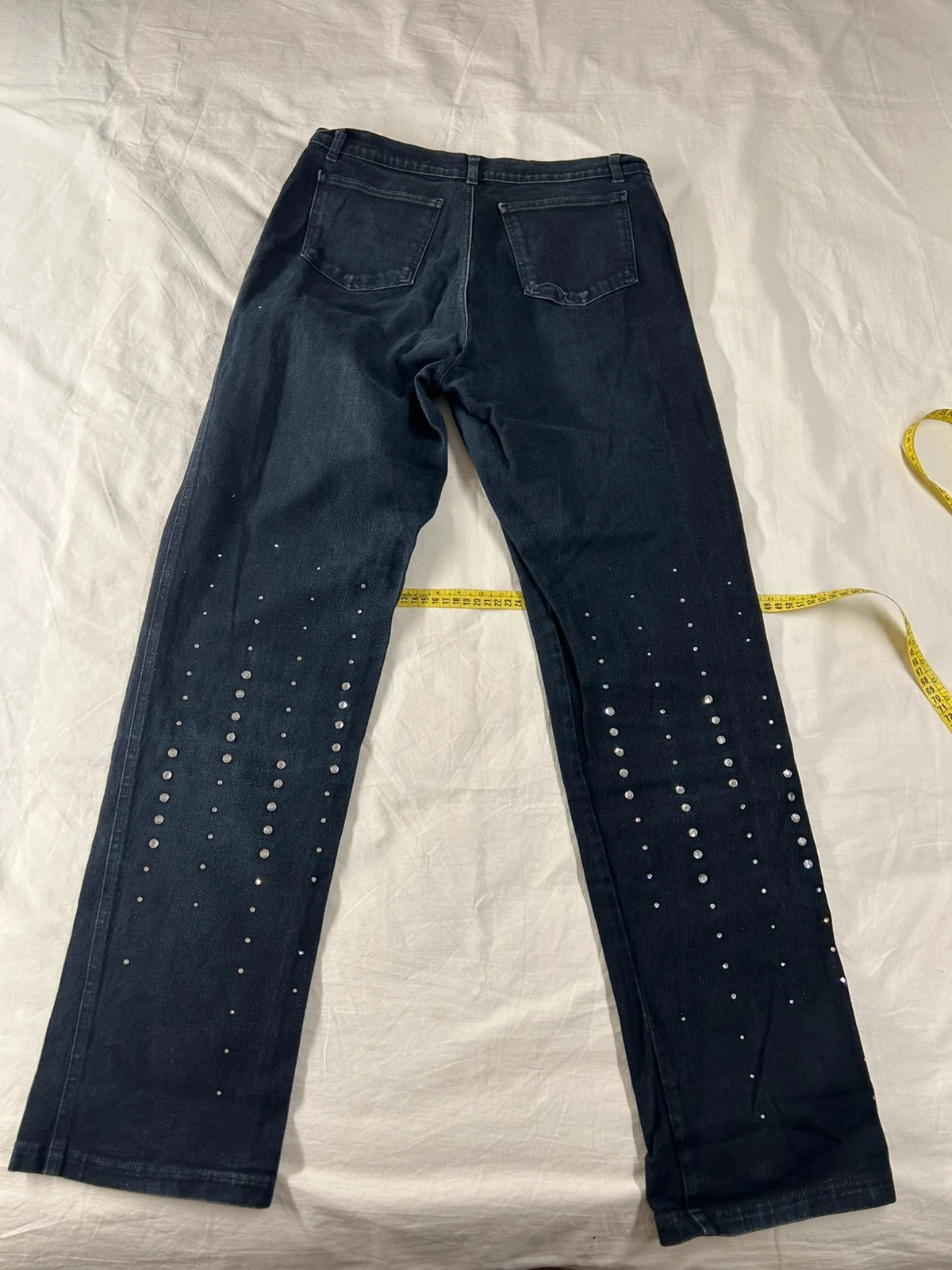 Jean negro recto con strass vintage bianca maria caselli talla 44 – photo 14